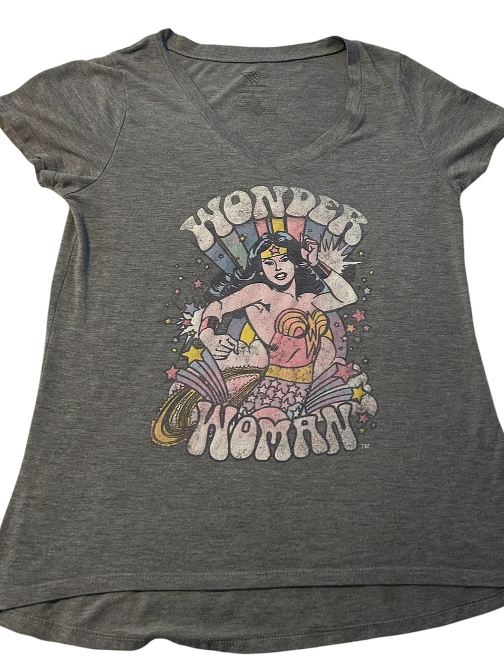Wonder Woman Gray Graphic V-Neck Tee